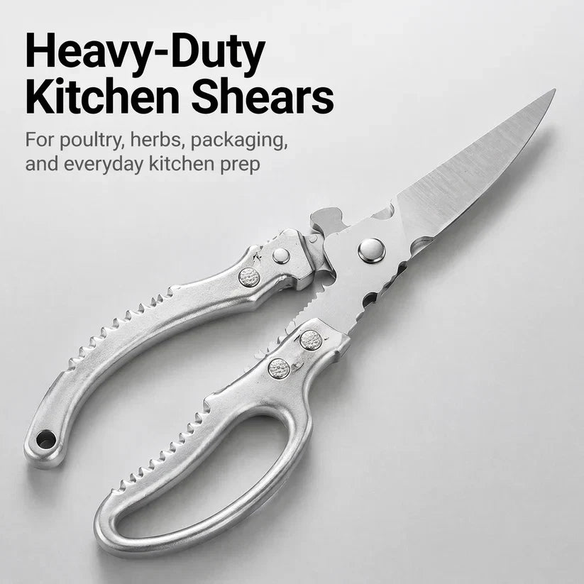 Heavy-Duty Multi-Purpose Kitchen Shears – Stainless Steel Poultry & Herb Scissors for Effortless Food Prep