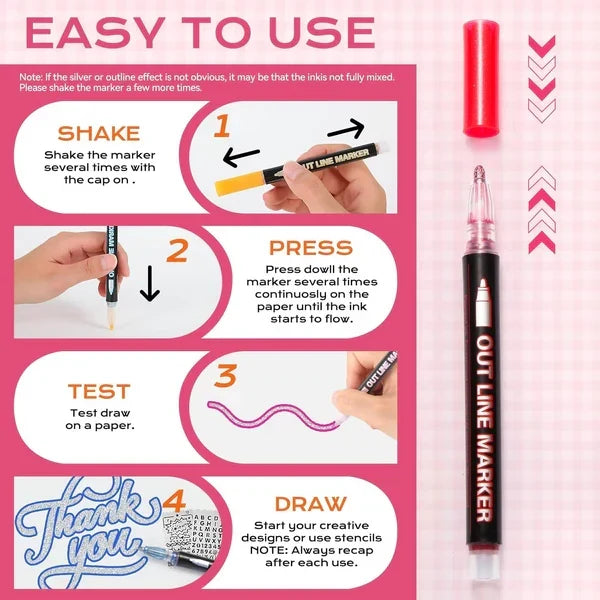 Glitter Outline Paint Markers